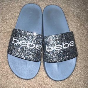 bebe Slides. Blue with beautiful glitter. Size 9